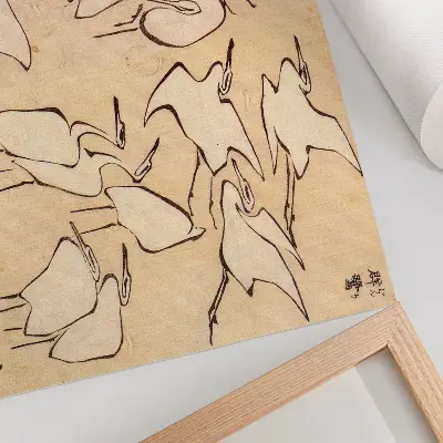 Poster obra Garças de Katsushika Hokusai, de Lições Rápidas de Desenho Simplificado de 1823