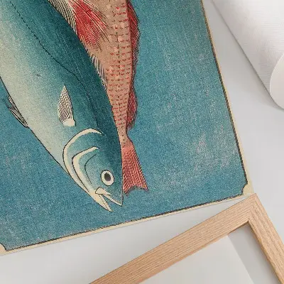 Pôster decorativo de peixes ilustração de olhete e robalo para sala