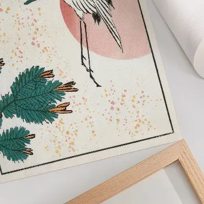 Pôster mural xilogravura japonesa de garça datada de 1826 a 1869
