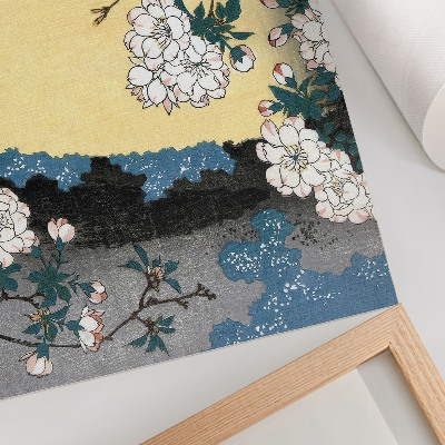 Poster em tela Cerejeiras Japonesas em Flor (1837) – gravura em madeira vintage de Utagawa Hiroshige
