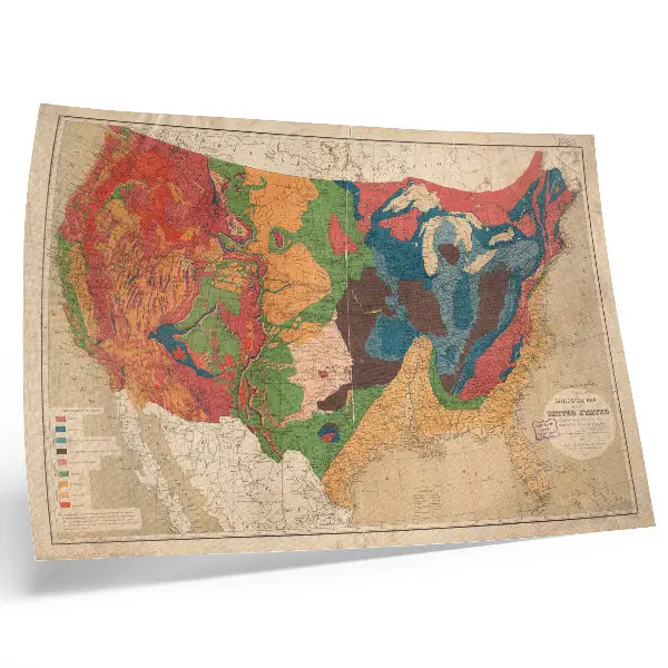 Mapa geológico dos Estados Unidos pôster