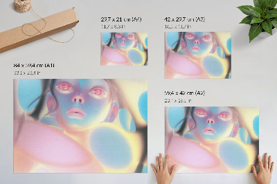 Poster Retrato abstrato com formas coloridas