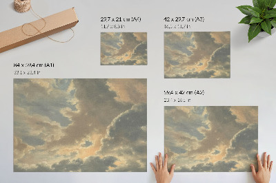 Poster para a sala Nuvens no céu em tons de cinza e bege.