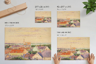 Poster Vista da cidade por Egon Schiele, ilustração