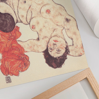 Poster mural Nu feminino com uma toalha amarela (1917) de Egon Schiele