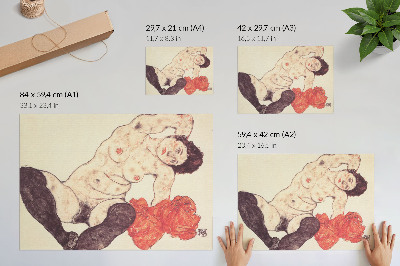 Poster mural Nu feminino com uma toalha amarela (1917) de Egon Schiele