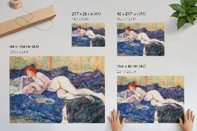 Poster para a sala Mulher nua mostrando os seios, arte erótica vintage de Henri de Toulouse-Lautrec