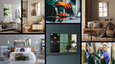 Azulejos espelhados quadrados autoadesivas