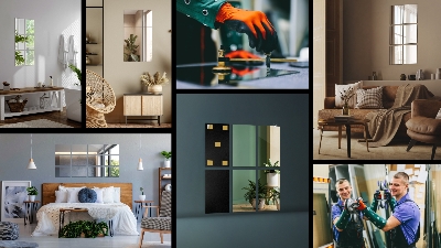 Azulejos retangulares espelhados autocolante