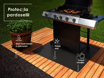 Chapa de aço protetora para churrasqueira Quarto de círculo 100x100 cm