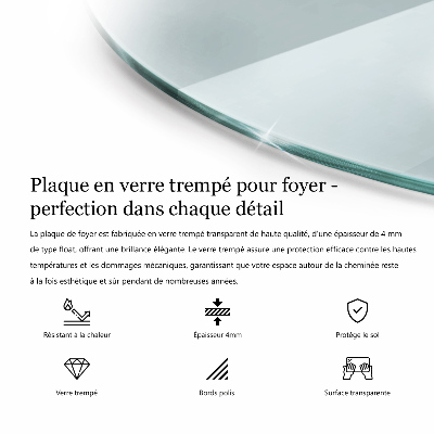 Base de vidro redonda para lareira transparente