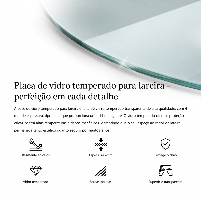 Base de vidro redonda para lareira transparente