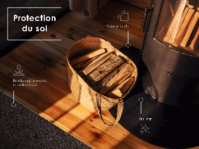 Base em quarto de círculo para lareira preta em chapa metálica