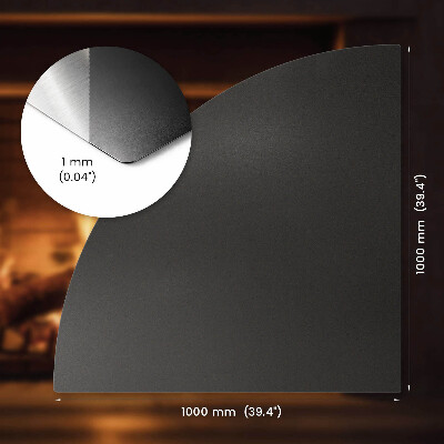 Base em quarto de círculo para lareira preta em chapa metálica