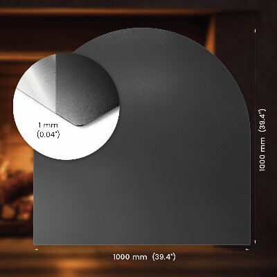 Base semi-oval para lareira preto em chapa metálica