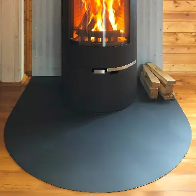 Base semi-oval para lareira em chapa metálica preta
