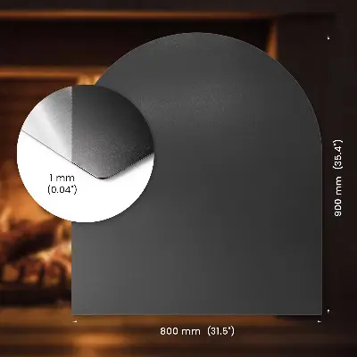 Base semi-oval para lareira em chapa metálica preta