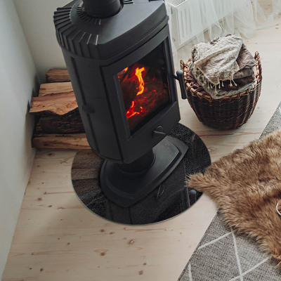 Base de vidro redonda para lareira Textura de pedra natural