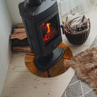 Placa de vidro temperado para lareira Grãos de madeira na seção transversal