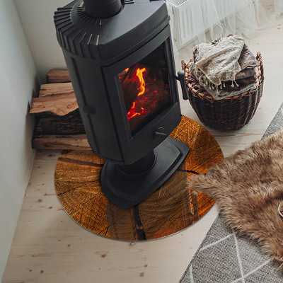 Placa de vidro temperado para lareira Grãos de madeira na seção transversal