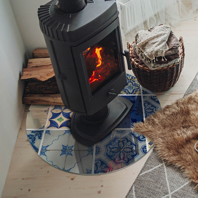 Base de vidro redonda para lareira Padrões de ladrilhos cerâmicos