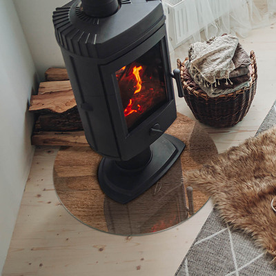 Placa de vidro temperado para lareira Padrão de madeira natural