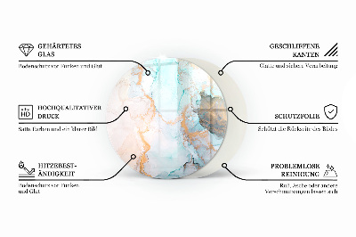 Base de vidro redonda para lareira Padrão orgânico abstrato