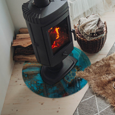 Base de vidro redonda para lareira Padrão orgânico abstrato