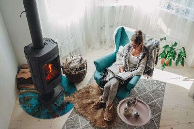 Base de vidro redonda para lareira Padrão orgânico abstrato