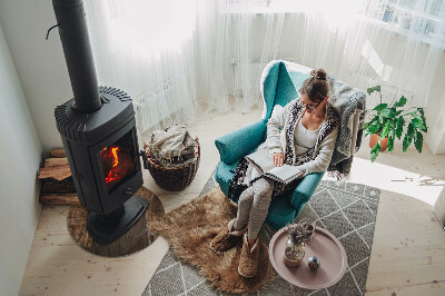 Base de vidro redonda para lareira Padrão de madeira natural