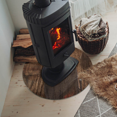 Base de vidro redonda para lareira Padrão de madeira natural