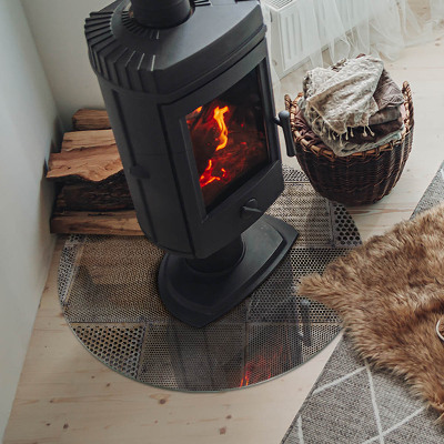 Base de vidro redonda para lareira Padrão de folha perfurada