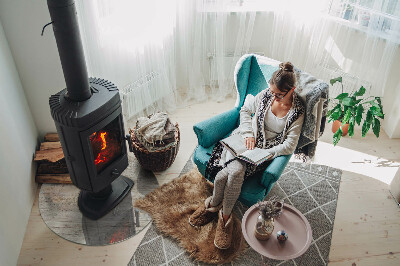 Placa de vidro temperado para lareira Textura de madeira clara