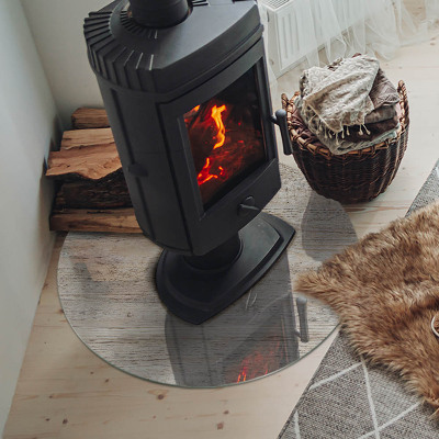 Placa de vidro temperado para lareira Textura de madeira clara