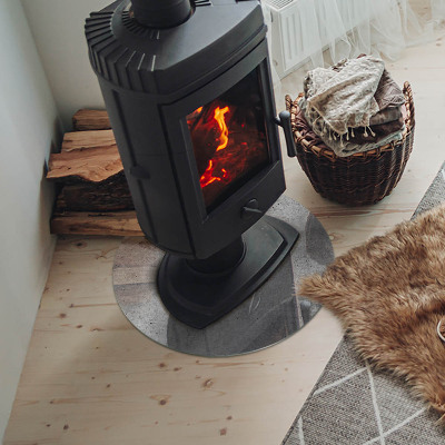 Base de vidro redonda para lareira Textura de concreto bruto