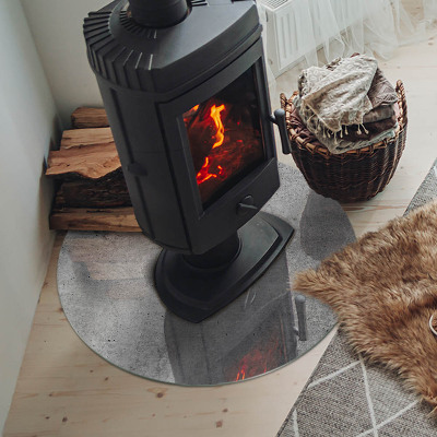 Base de vidro redonda para lareira Textura de concreto bruto