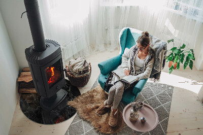 Base de vidro redonda para lareira Padrão de mármore elegante