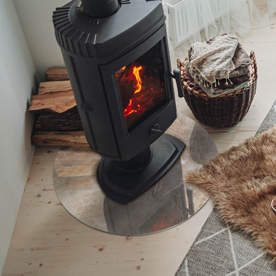 Placa de vidro temperado para lareira Padrão de pedra natural