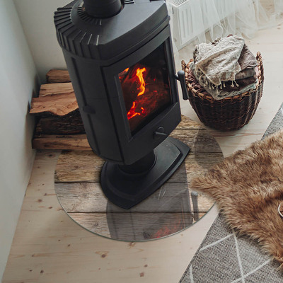 Placa de vidro temperado para lareira Textura de tábuas de madeira