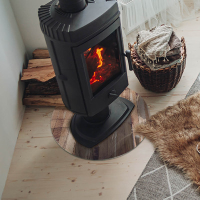 Base de vidro redonda para lareira Placa de madeira no layout