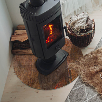 Base de vidro redonda para lareira Textura de ferrugem em metal