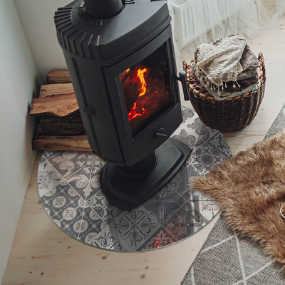 Base de vidro redonda para lareira Padrão de mosaico decorativo