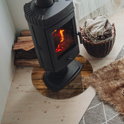 Base de vidro redonda para lareira Tábua de madeira com veios