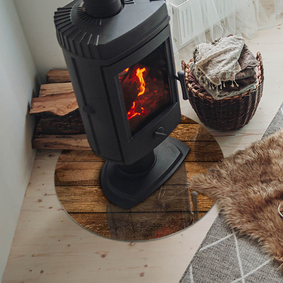 Base de vidro redonda para lareira Tábua de madeira com veios