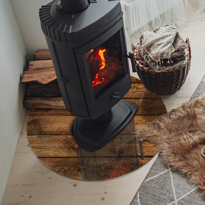 Base de vidro redonda para lareira Tábua de madeira com veios