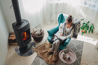 Base de vidro redonda para lareira Padrão de mosaico com flores