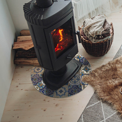 Base de vidro redonda para lareira Padrão de mosaico com flores