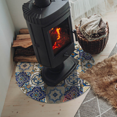 Base de vidro redonda para lareira Padrão de mosaico com flores