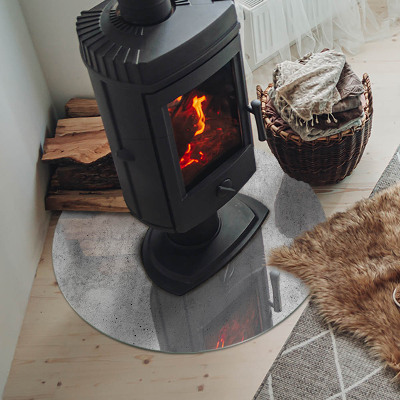 Base de vidro redonda para lareira Textura de concreto bruto