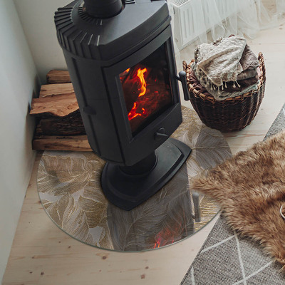 Base de vidro redonda para lareira Folhas em padrões sutis